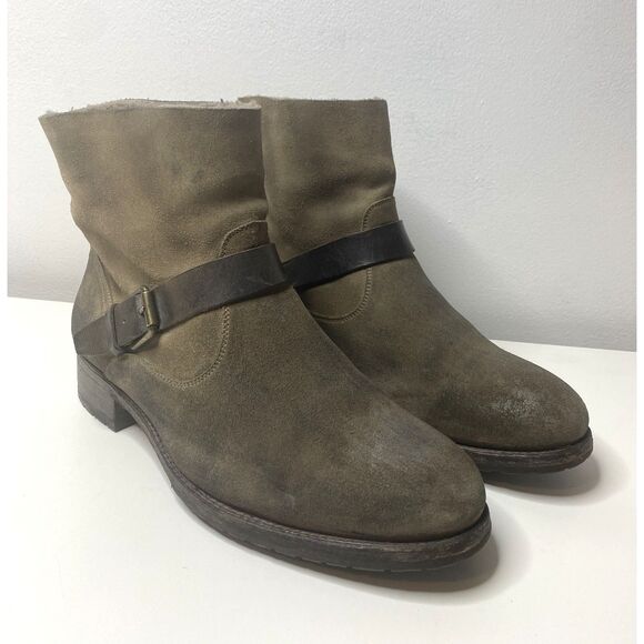 NDC Made By Hand Brown Suede Distressed Buckle Lined Ankle Boots Boho Grunge 40 - Picture 2 of 9